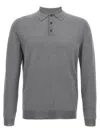Zanone Virgin Wool Polo Shirt With Button Placket And Cuffed Sleeves In Gray