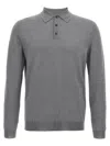 Zanone Virgin Wool Polo Shirt With Button Placket And Cuffed Sleeves In Gray