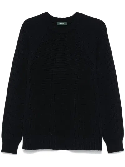 Zanone Virgin Wool Sweater In Black