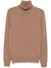 Zanone Wool Turtleneck Sweater In Brown