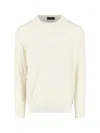 Zanone Crew Neck Long Sleeve Sweater With Ribbed Cuffs In Neutral
