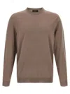 Zanone Crew-neck Long-sleeves Sweater In Brown