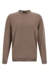 Zanone Crew-neck Long-sleeves Sweater In Sand