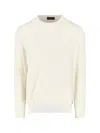 Zanone Crew Neck Long Sleeve Sweater With Ribbed Cuffs In White