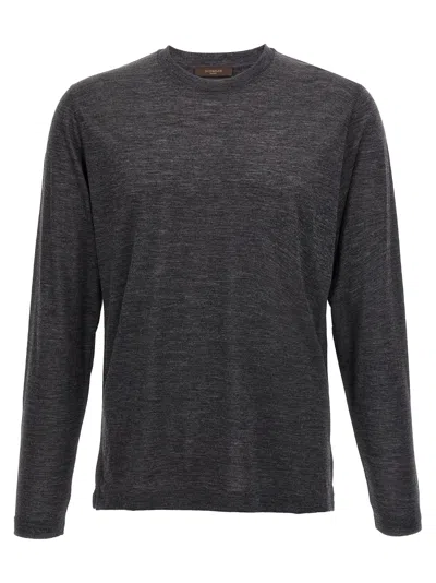 Zanone Virgin Wool T-shirt In Charcoal