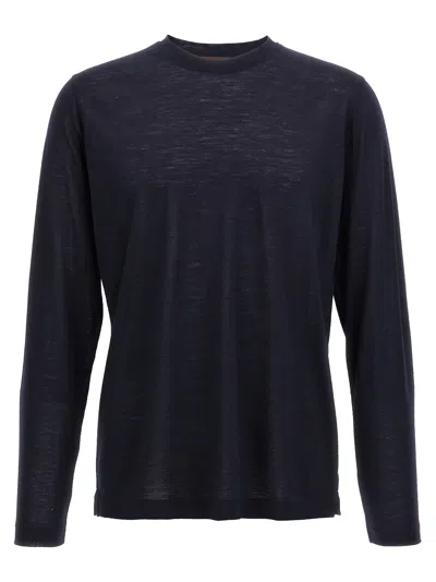 Zanone Virgin Wool T-shirt In Navy