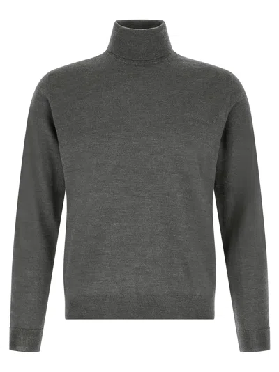 Zanone Virgin Wool Turtleneck Sweater In Gray
