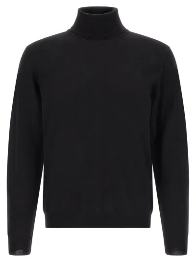 Zanone Virgin Wool Turtleneck Sweater In Black