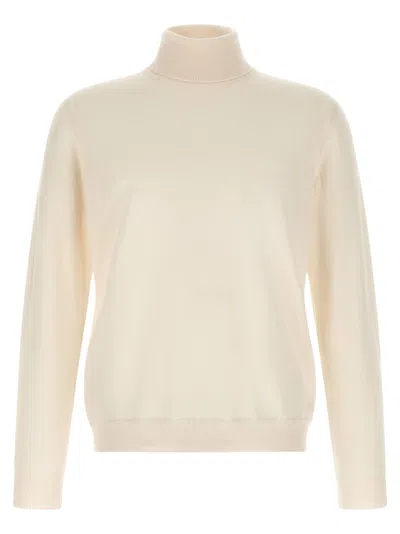 Zanone Virgin Wool Turtleneck Sweater In White