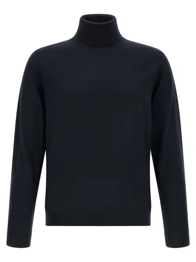 Zanone Virgin Wool Turtleneck Sweater In Blue