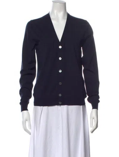 Pre-owned Zanone Virgin Wool V-neck Sweater W/ Tags In Blue