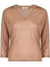 Zanone Fine-knit V-neck Jumper In Nude & Neutrals