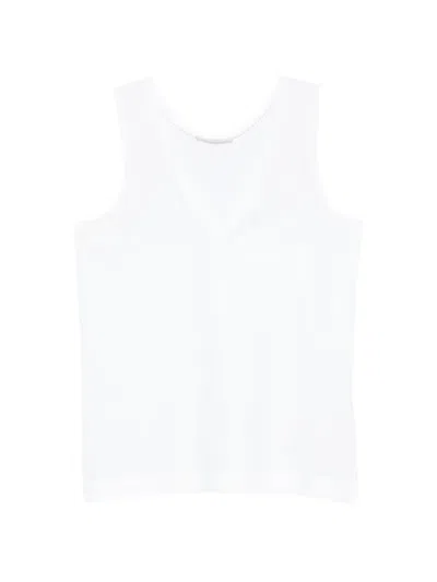 Zanone V-neck Sleeveless Top In White