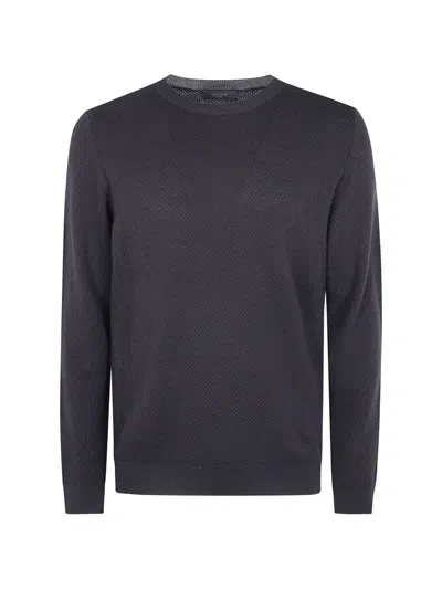 Zanone Waffle-knit Long-sleeve T-shirt In Gray