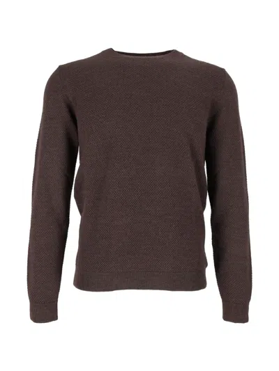 Zanone Waffle-knit Virgin Wool Sweater In Brown