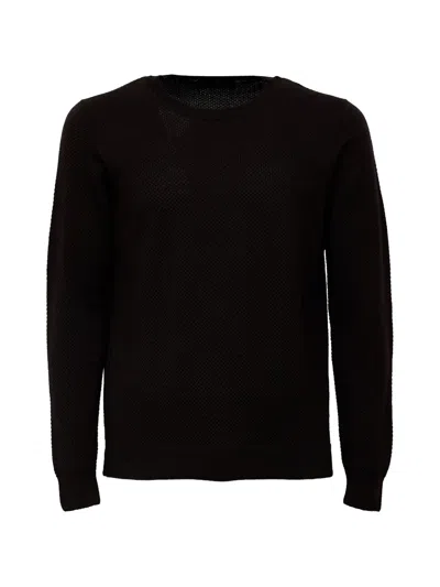 Zanone Waffle-knit Wool Sweater In Black