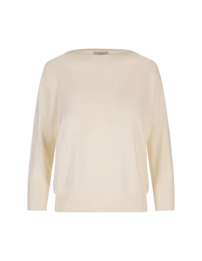 Zanone White Basic Sweater With Boat Neckline In Neutral