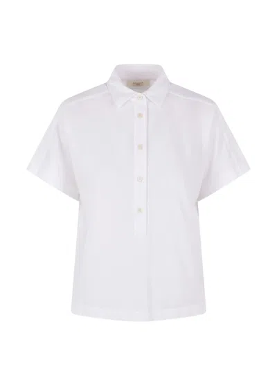 Zanone White Cropped Boxy Fit Polo Shirt