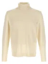 Zanone Wool Sweater With Turned-up Turtleneck And Ribbed Detailing In Yellow