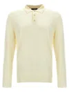 Zanone Wool Knit Polo Shirt With Classic Collar And Button Placket In White