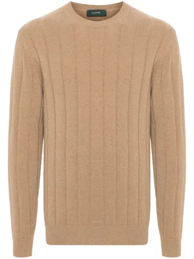 Zanone Wide-ribbed Sweater In Nude