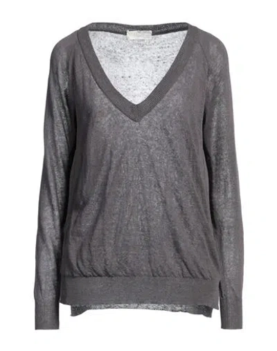 Zanone Woman Sweater Grey Size 6 Linen, Polyamide