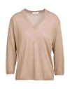 Zanone Woman Sweater Light Brown Size 8 Viscose, Polyester In Beige