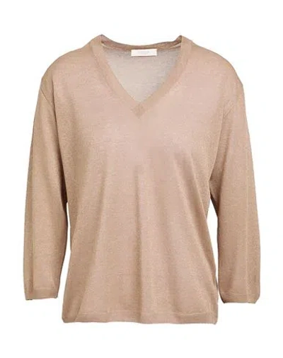 Zanone Woman Sweater Light Brown Size 8 Viscose, Polyester In Beige