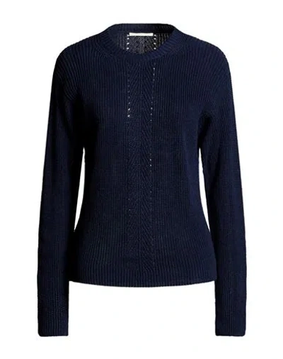 Zanone Woman Sweater Navy Size 8 Linen, Cotton In Blue