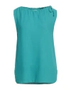 Zanone Woman Top Turquoise Size 6 Cotton In Blue