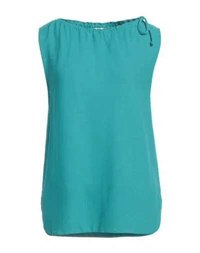 Zanone Woman Top Turquoise Size 6 Cotton In Blue