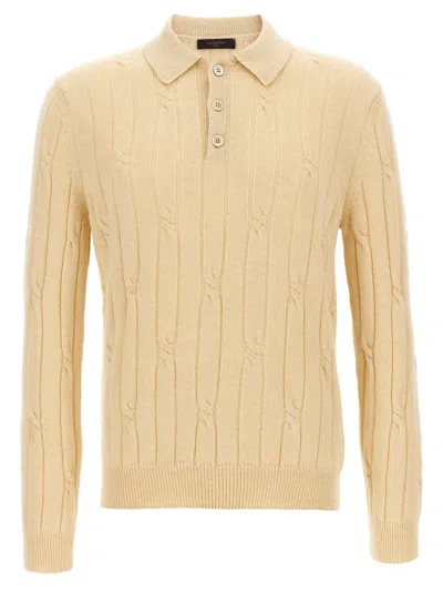 Zanone Wool And Cashmere Blend Polo In Cream