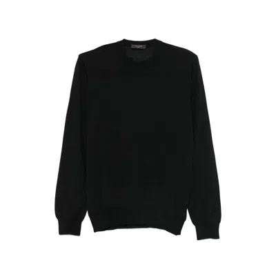 Zanone Wool And Yak Knit Sweater In Black