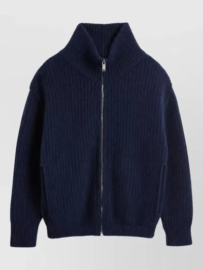 Zanone Wool Angora Fitted Jacket In Blue