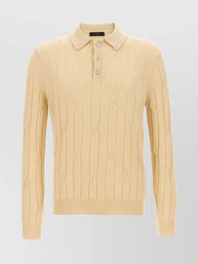ZANONE WOOL BRAIDED PATTERN POLO SHIRT