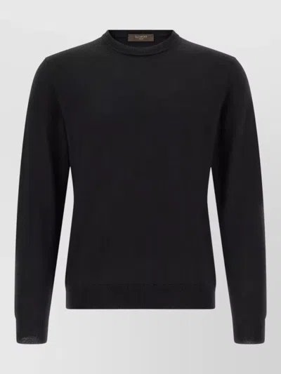 Zanone Wool Crew Neck Regular Fit Sweater In Black