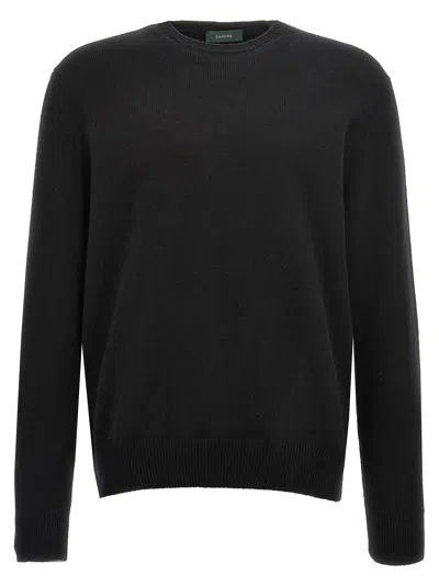 Zanone Wool Crewneck Sweater In Black