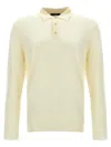 Zanone Wool Knit Polo Shirt With Classic Collar And Button Placket In Neutral