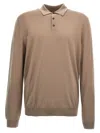 Zanone Wool Knit Polo Shirt With Classic Collar And Cuffed Sleeves In Brown