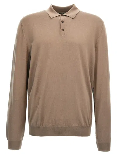 ZANONE ZANONE WOOL KNIT POLO SHIRT WITH CLASSIC COLLAR AND CUFFED SLEEVES