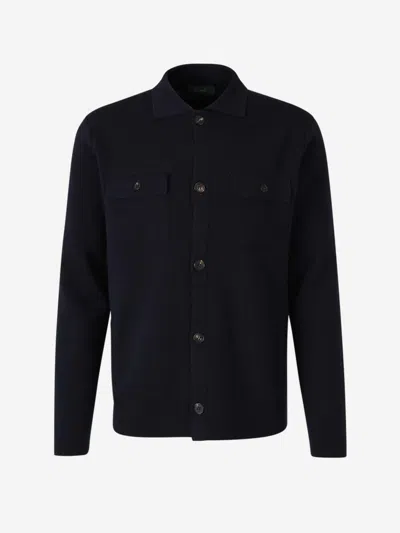 Zanone Wool Knitted Cardigan In Blue