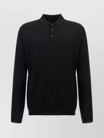 ZANONE WOOL LONG SLEEVES POLO SHIRT WITH RIBBED CUFFS