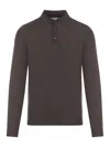 Zanone Brown Ice Cotton Long-sleeved Polo With Classic Collar In Brown