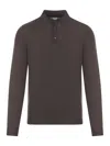 Zanone Brown Ice Cotton Long-sleeved Polo With Classic Collar In Brown