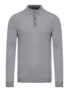 Zanone Ribbed Collar Wool Polo Shirt In Gray