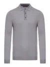 Zanone Ribbed Collar Wool Polo Shirt In Gray
