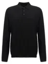 Zanone Long-sleeve Fine-knit Polo Shirt In Black