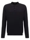 Zanone Wool Knit Polo Shirt With Cuffed Sleeves And Subtle Ribbing In Blue
