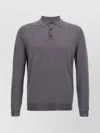 Zanone Virgin Wool Polo Shirt With Button Placket And Cuffed Sleeves In Gray