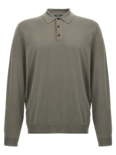 Zanone Wool Polo Shirt In Green